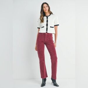 NWT JBD Just Black Denim Slim Bootcut Corduroy Jeans Burgundy 31